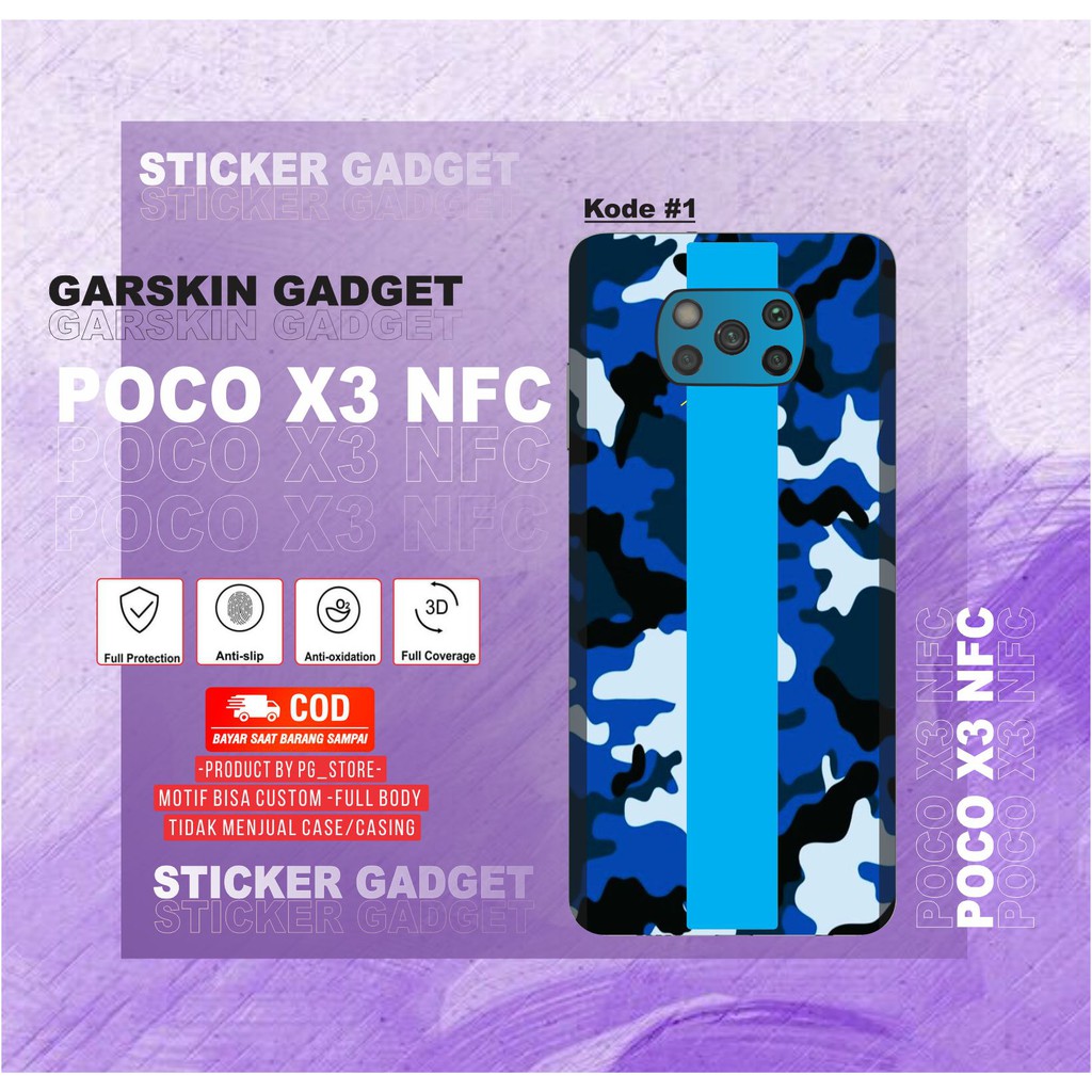 Garskin POCO X3 NFC Sticker Motif Camo Tone (Isi 2pcs)