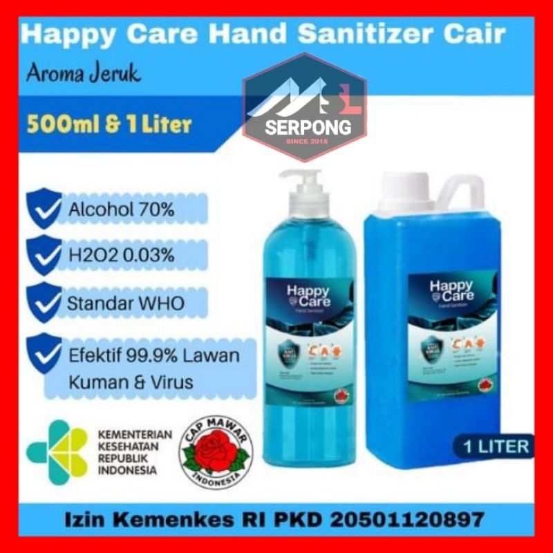 HAND SANITIZER CAIR COMBO JERUK 500ML + 1 LITER HAPPY CARE / HAND SANITIZER CAIR / HAND SANITIZER