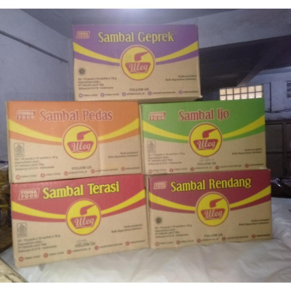 [Dus] Finna Sambal Uleg Sambal Instant Terasi,Geprek,Rendang,Sambal Pedas, Sambal Ijo Isi 10 Pack x 10 Pcs x 18 gr - uleg*