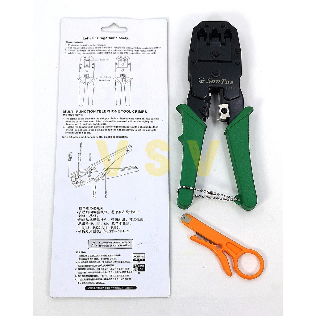 Santus Crimping tool RJ45 / crimping telepon 4P 6P 8P