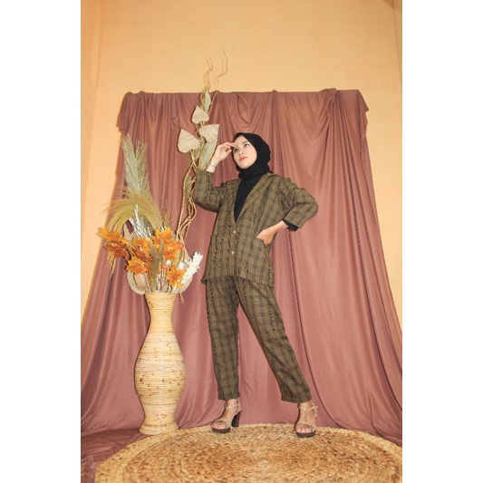 MIZU SET - Baju blazer setelan jas lucu dewasa semi woll perempuan cewe wanita ABG murah-3