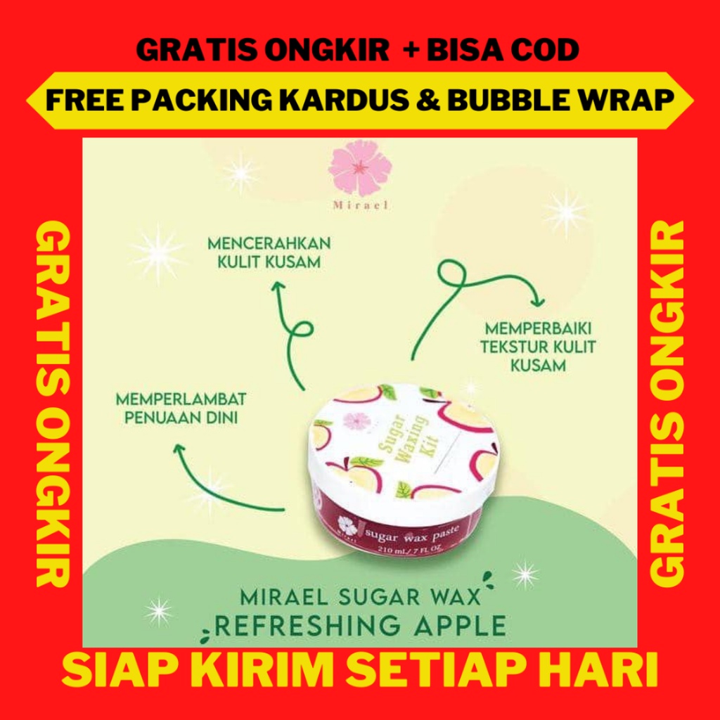 Mirael Sugar Waxing Kit Apple, Perontok Bulu Kumis dan Jenggot Brewok Pria COD Mirael Sugar Wax, Per
