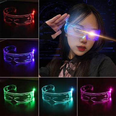 【TK】LED Luminous Sunglasses Vintage Punk Goggles Men Women Fashion Party Christmas Colorful Light Up Glasses Đạo cụ bầu không khí KTV