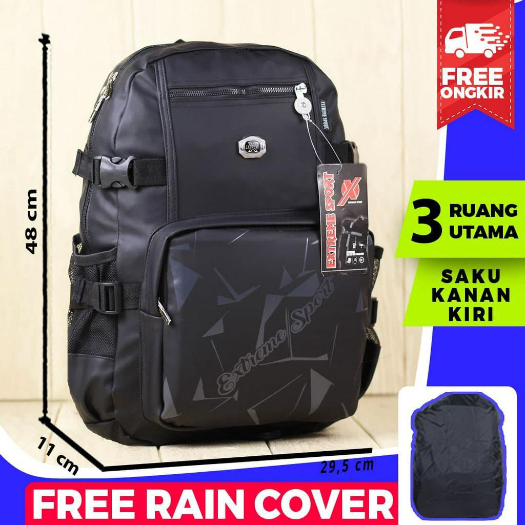 Tas Ransel Pria Tebal Extreme Anti air Ransel Hitam Sekolah SMP SMA Tebal Tas Sekolah Hitam Pria Bonus Raincover Bagus Murah Ransel Outdoor