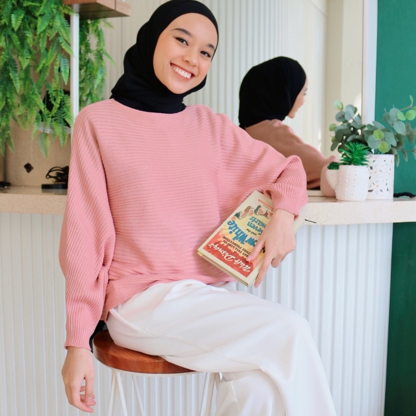 [✅COD]BLOUSE BATWING RAJUT KALONG JUMBO KNIT RAJUT WANITA / ATASAN RAJUT OVERSIZE LASPERAL