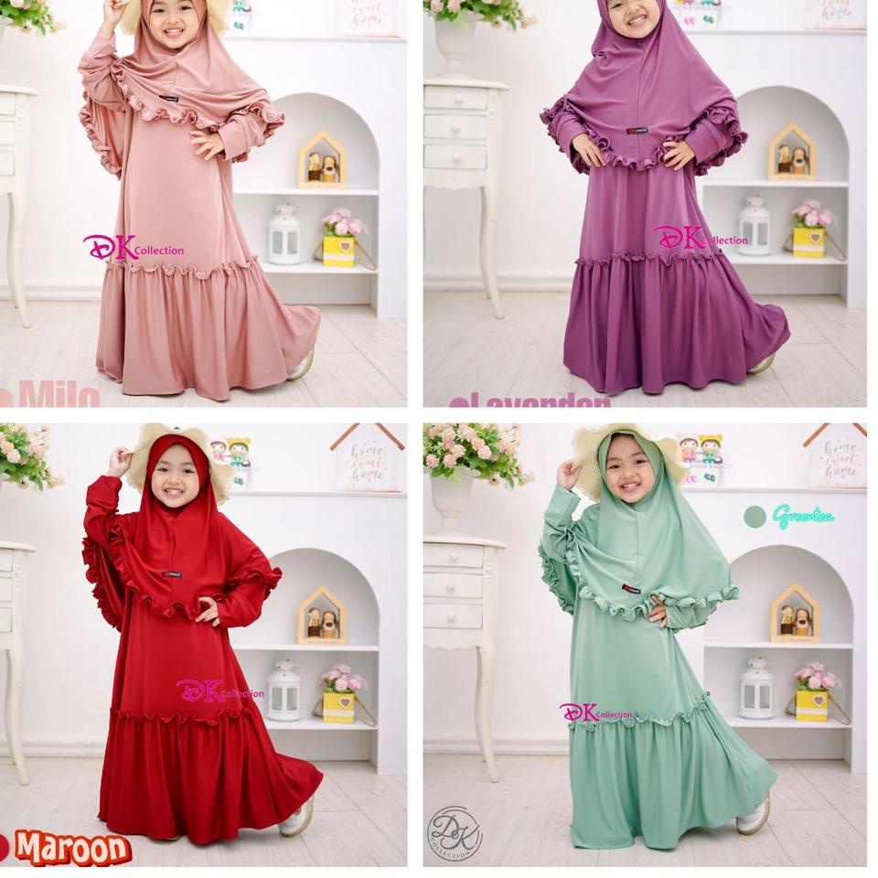 GAMIS ANAK SHAFEA JERSEY KOMPLIT HIJAB  / DRESS ANAK JERSY ORI DK COLLECTION –CAN.02Jl22т