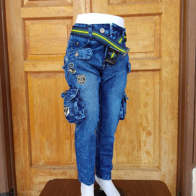 Celana Jeans Lepis KARGO Panjang Anak Laki Umur 4 5 6 7 8 Celana Jeans Lepis KARGO Panjang Anak Laki Umur 4 5 6 7 8