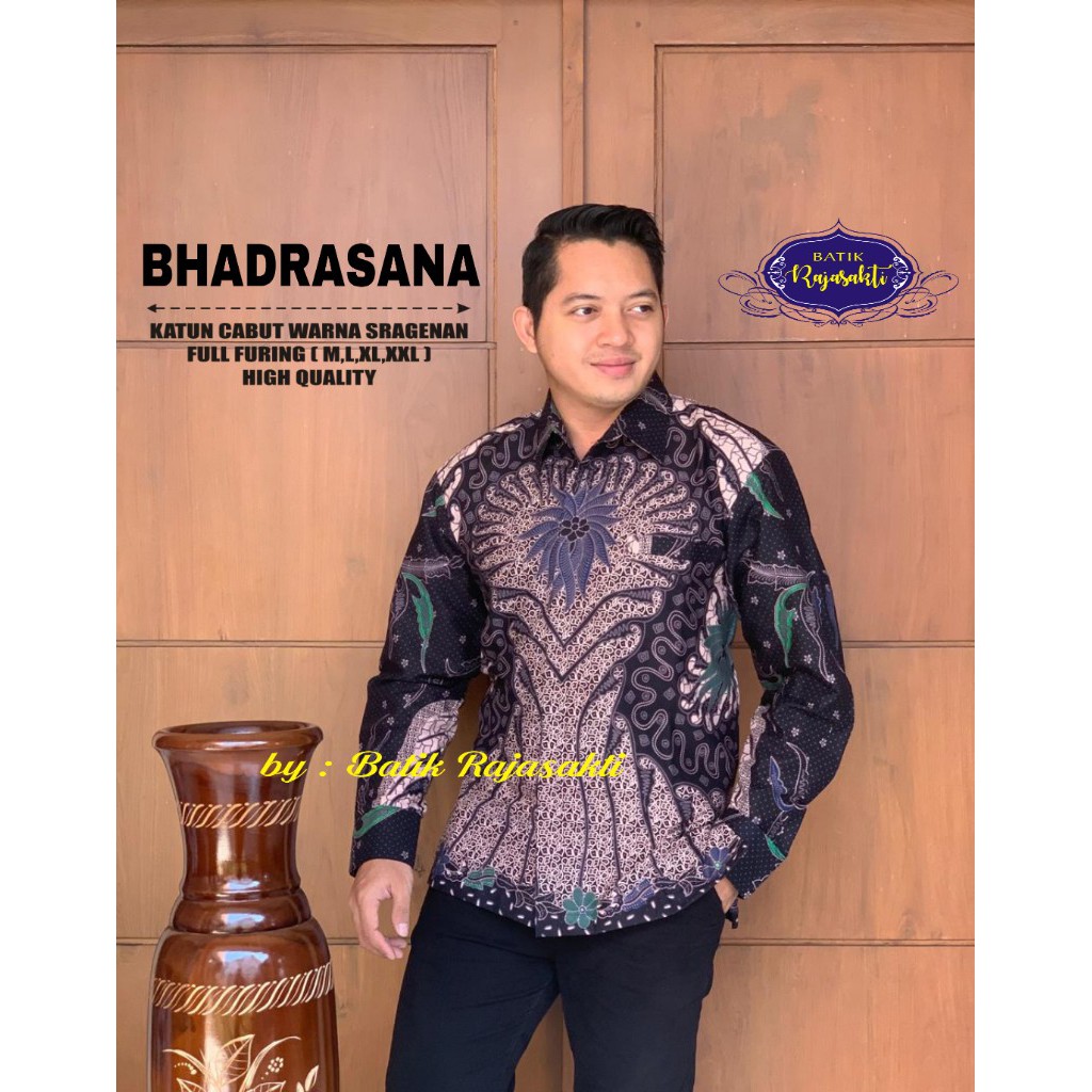 BAJU UNGU LILAC BATIK BHADRASANA kemeja batik pria lengan panjang terbaru ORIGINAL BY RAJASAKTI