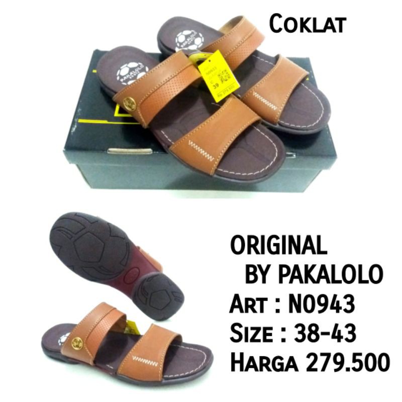 SANDAL SELOP PRIA ORIGINAL 100% BY PAKALOLO KULIT ASLI SIZE 38-43