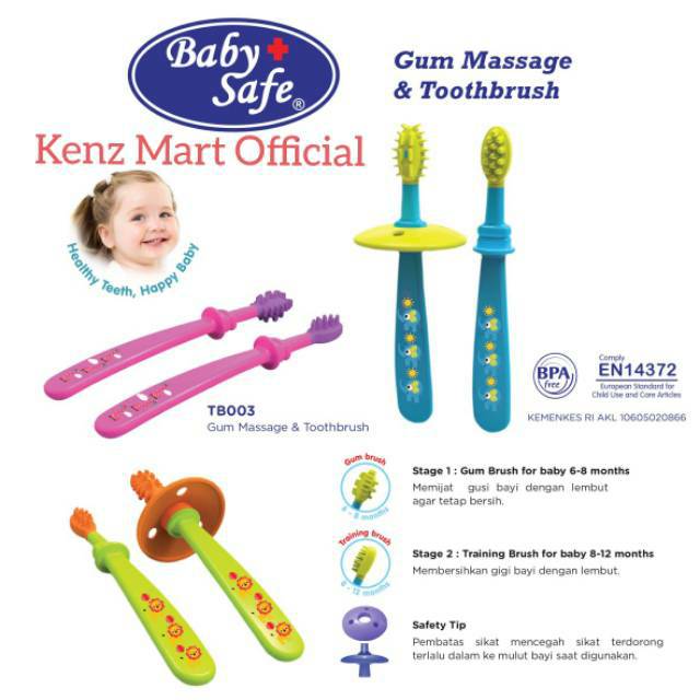 BABY SAFE - GUM MASSAGE &amp; TOOTHBRUSH / SIKAT GIGI BAYI ( TB003 )