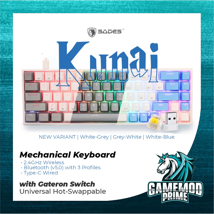 Mechanial Keyboard Gaming Sades Kunai Wireless Bluetooth Hotswappable