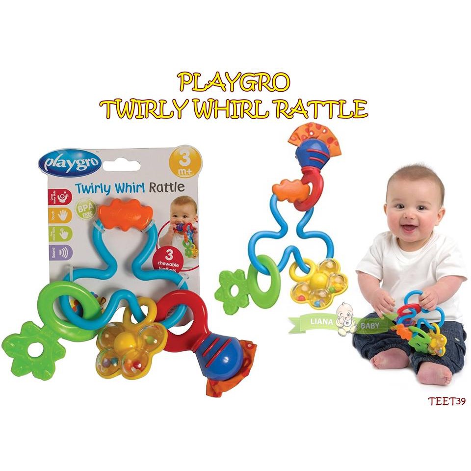 TEET39 TEETHER PLAYGRO TWIRLY WHIRL RATTLE MAINAN BAYI