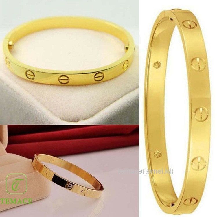 gelang titanium asli permata zircon anti karat&amp;Alergi