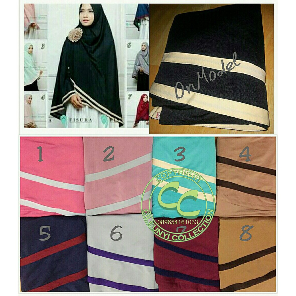 Khimar Fisura Syari Kerudung Panjang Murah / Hijab Jersey dengan Lis Pita / Jilbab Syar'i Fissura