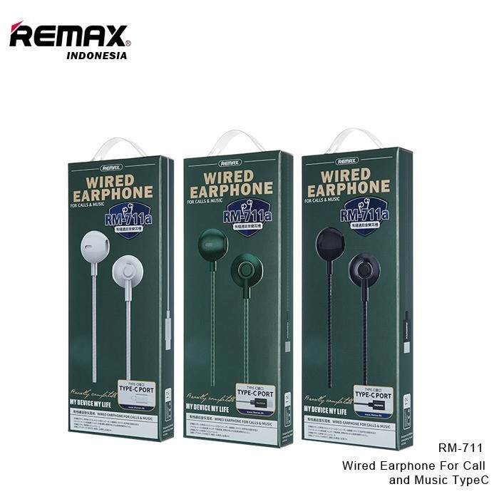 Remax Type-C Wired Earphone For Calls and Music RM-711a