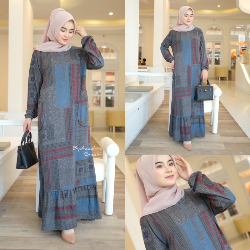 Nori Maxy Rample - Gamis Diana Denim LD105+ Busui Rample / 222-6898