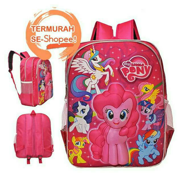 Tas anak karakter pony gambar timbul 3D tas anak karakter pony tas sekolah anak perempuan anti air