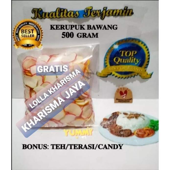 

@500 GR KERUPUK BAWANG WARNA WARNI BONUS TEH/ TERASI/ CANDY