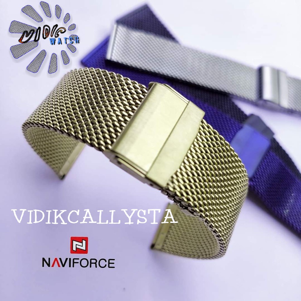 Strap Tali jam tangan Milanese Shark Mesh Naviforce NF NAVY NAVI FORCE 20MM 22MM 24MM