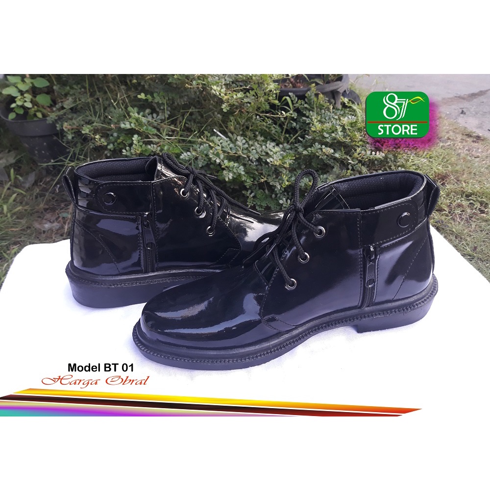 Sepatu PDH Tali Resleting Mengkilap Satpam Polisi TNI