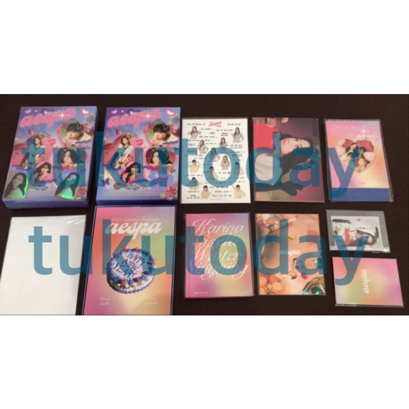 [OPEN SHARING] Official aespa 2022 Season's Greetings brosur brochure hardcover diary stiker sticker