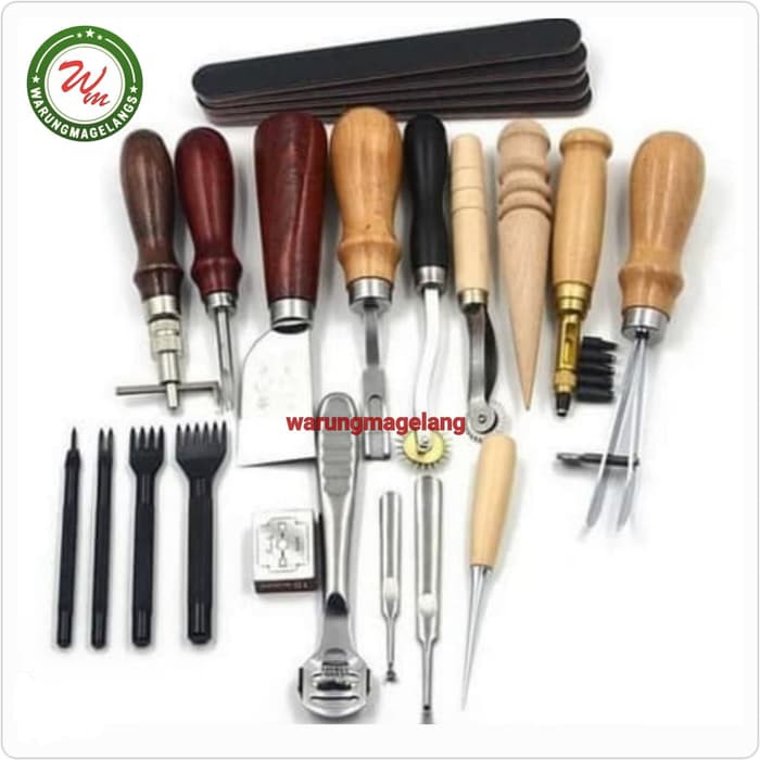

Peralatan Seni Diy Kulit 18 In 1 Leather Craft Stitching Tool Set