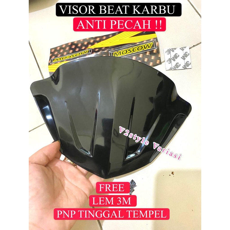 VISOR BEAT KARBU ANTI PECAH WINSHIELD HONDA BEAT CARBU SET PEREKAT 3M PNP TINGGAL TEMPEL KACA DEPAN BEAT LAMA BEAT OLD 2014 KACA ANGIN DEPAN BEAT CARBU HBEAT FI BEAT OLD HITAM BLACK GARANSI PECAH GANTI BARU TEBAL ORIGINAL BERKUALITAS PNP LEM TEMPEL