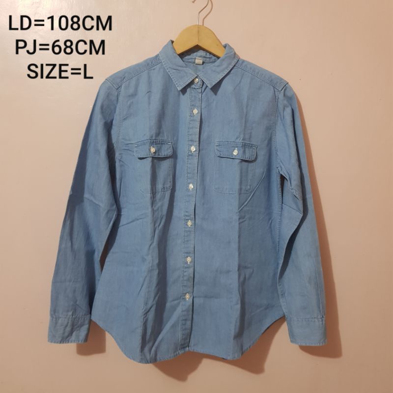 SISA IMPORT KEMEJA SOFT JEANS WANITA BRANDED UNIQLO