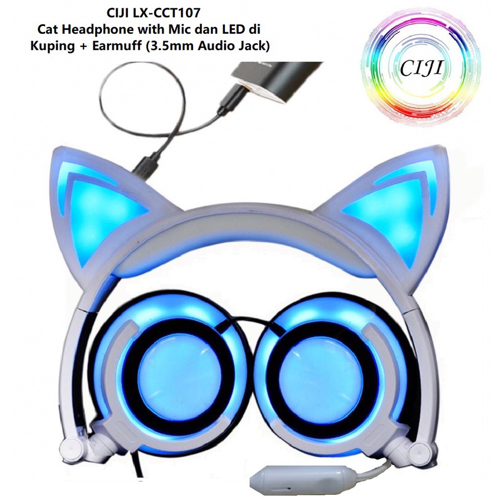  COD Ciji LX CCT107 Cat Headphone Lipat Desain Telinga 