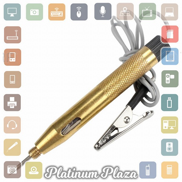 RHCARTOOL Voltage Test Pen Pendeteksi Aliran Arus Listrik Spark Indicator Mobil`2PG98B-- Golden/Gray