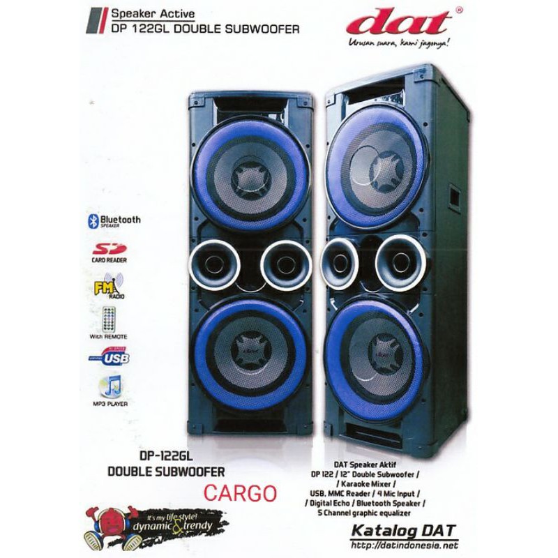 Speaker aktif dat 12"x2 dp 122gl / dp122gl bluetooth (via jne cargo)