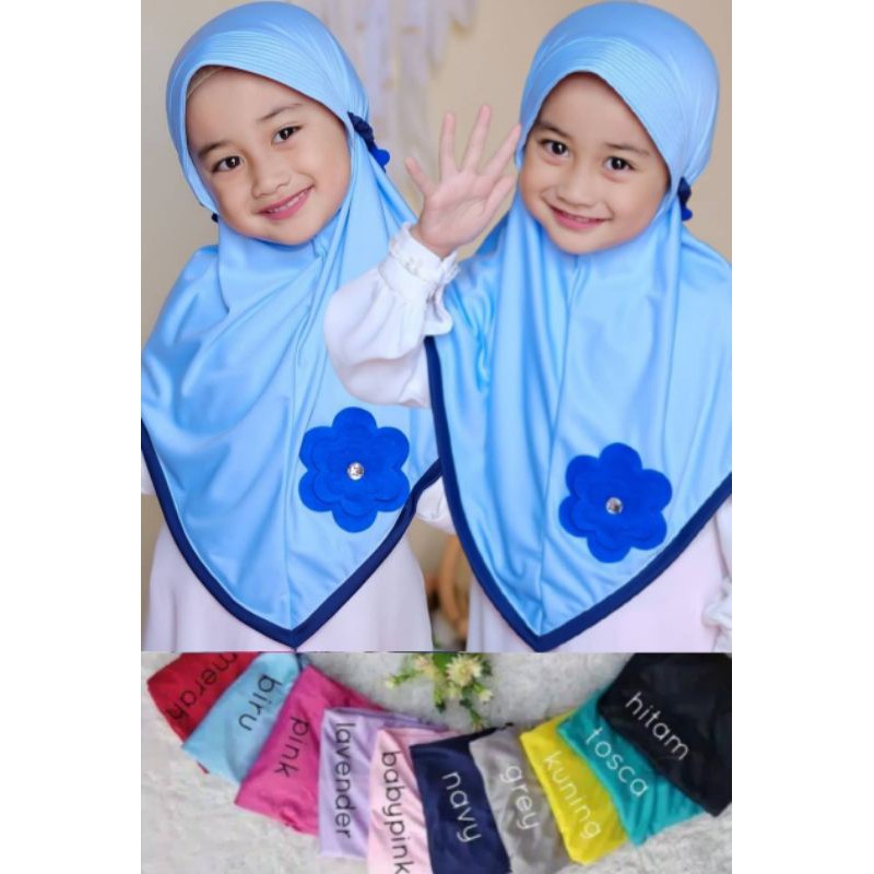 KERUDUNG ANAK / HIJAB ANAK PEREMPUAN LIST FLANEL  JILBAB ANAK PEREMPUAN PAUD 3 TAHUN - 5 TAHUNAN