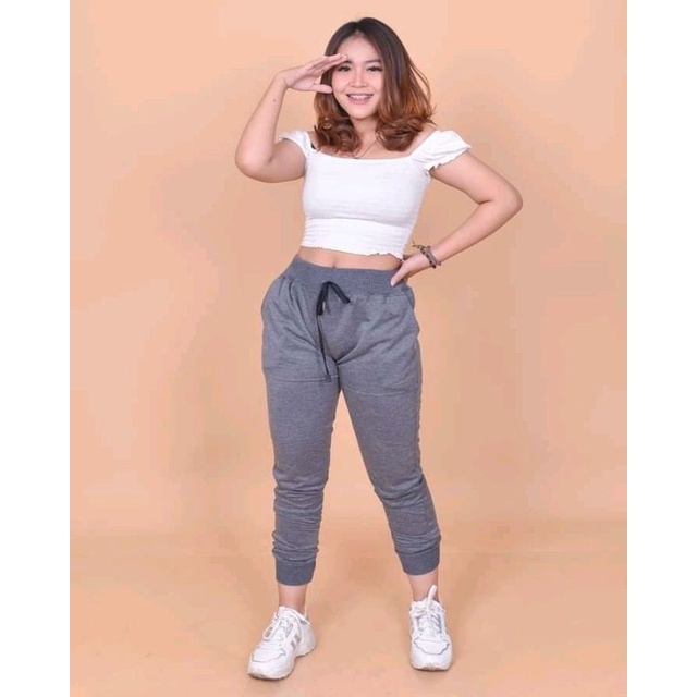 Celana Jogger Panjang Training Trening Pria Wanita M L XL bahan babyterry