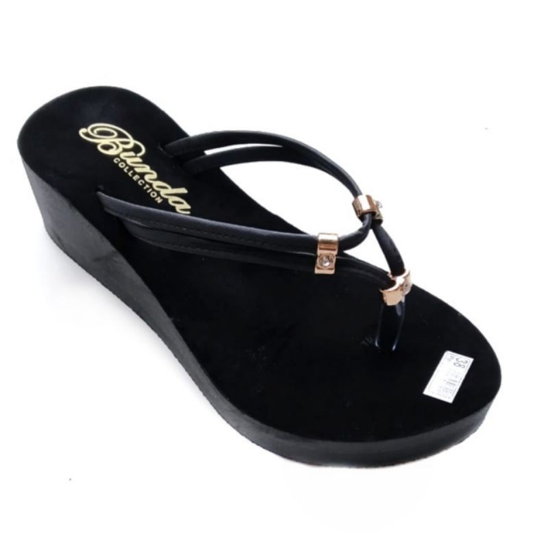 Sandal Wedges Spon Wanita Jepit Tali Double | Wedges Spon Jepit Simple | Wedges Dewasa