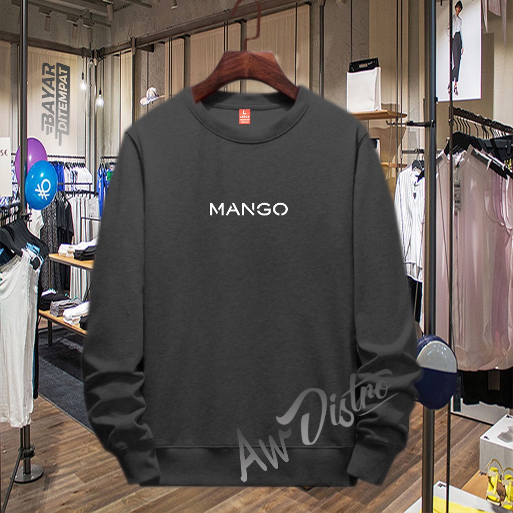 COD Sweater Distro Mango White Premium Quality Sweater Tulisan Jaket Kata-Kata Hoodie Sablon