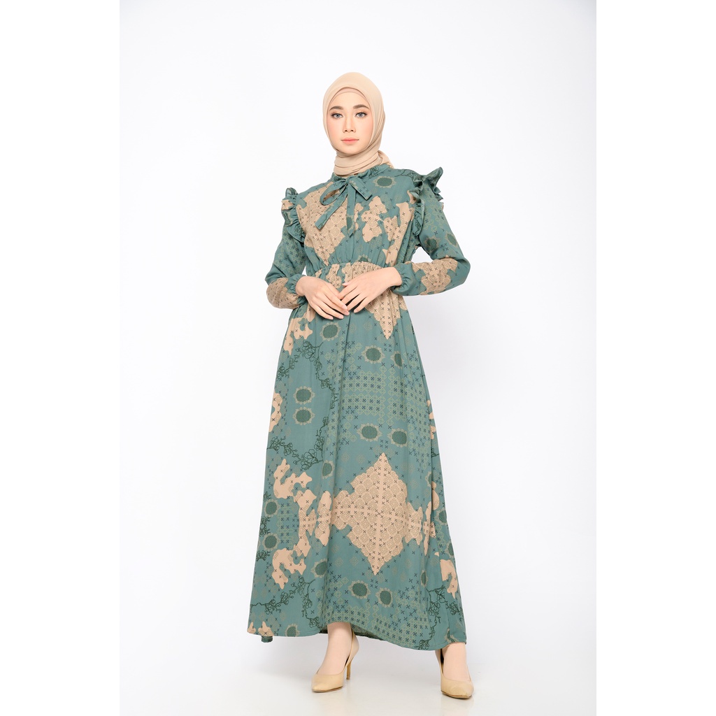 GAMIS LEBARAN / ZM Zaskia Mecca - Carin Green Gamis - Romansa Khatulistiwa - Edisi Majegau fashion m