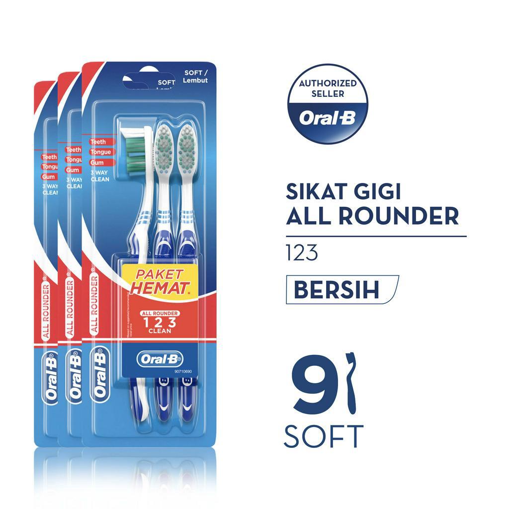 Oral-B Sikat Gigi All Rounder 123 Clean Soft 3s - Isi 3