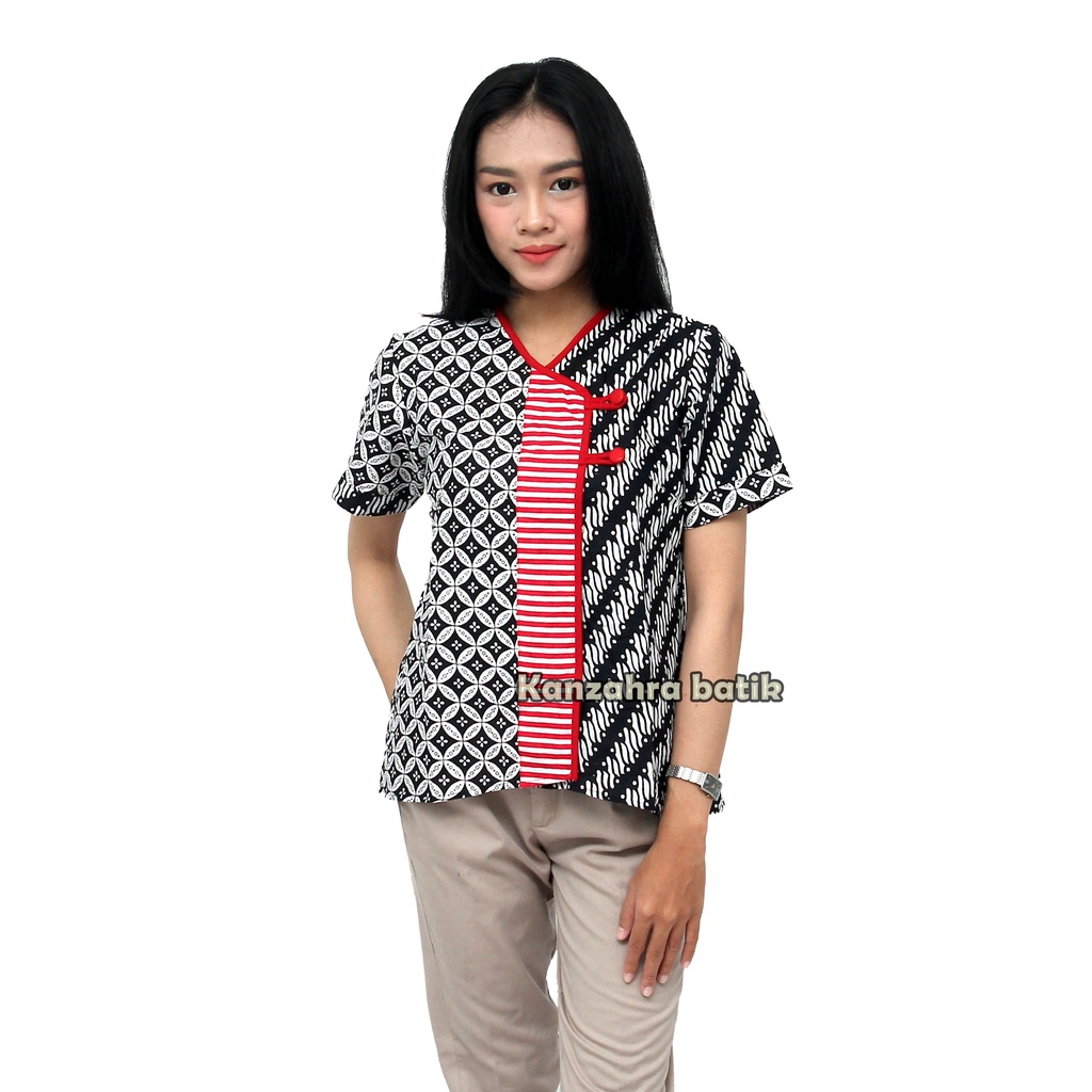 tey-17 Batik wanita ASJ SA HRB026 Kenongo Kemeja Tosca Pendek-4
