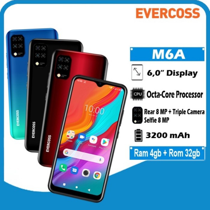Evercoss M6A 4/32 Ram 4GB Internal 32GB HP Android Murah Garansi Resmi