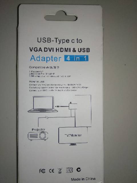 Converter USB Type-C To VGA DVI HDMI Dan USB Adapter For Apple MacBook