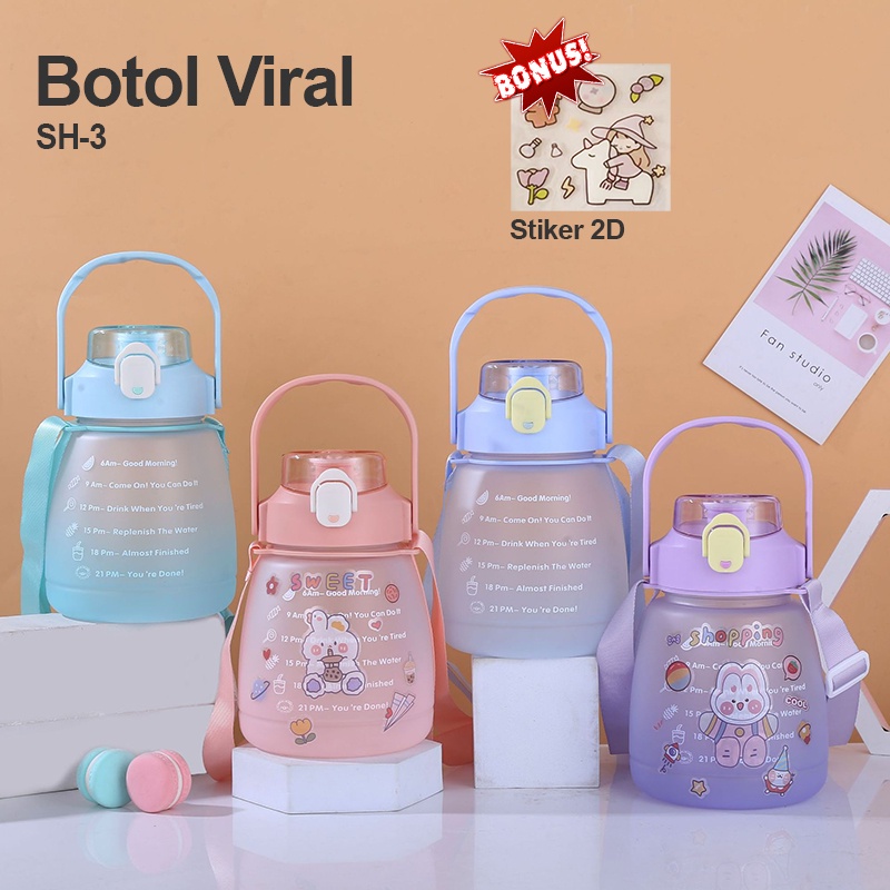 Botol Minum Anak 1300ML 1.3Liter Botol Viral Free Stiker 2D SH-3 - futureworld