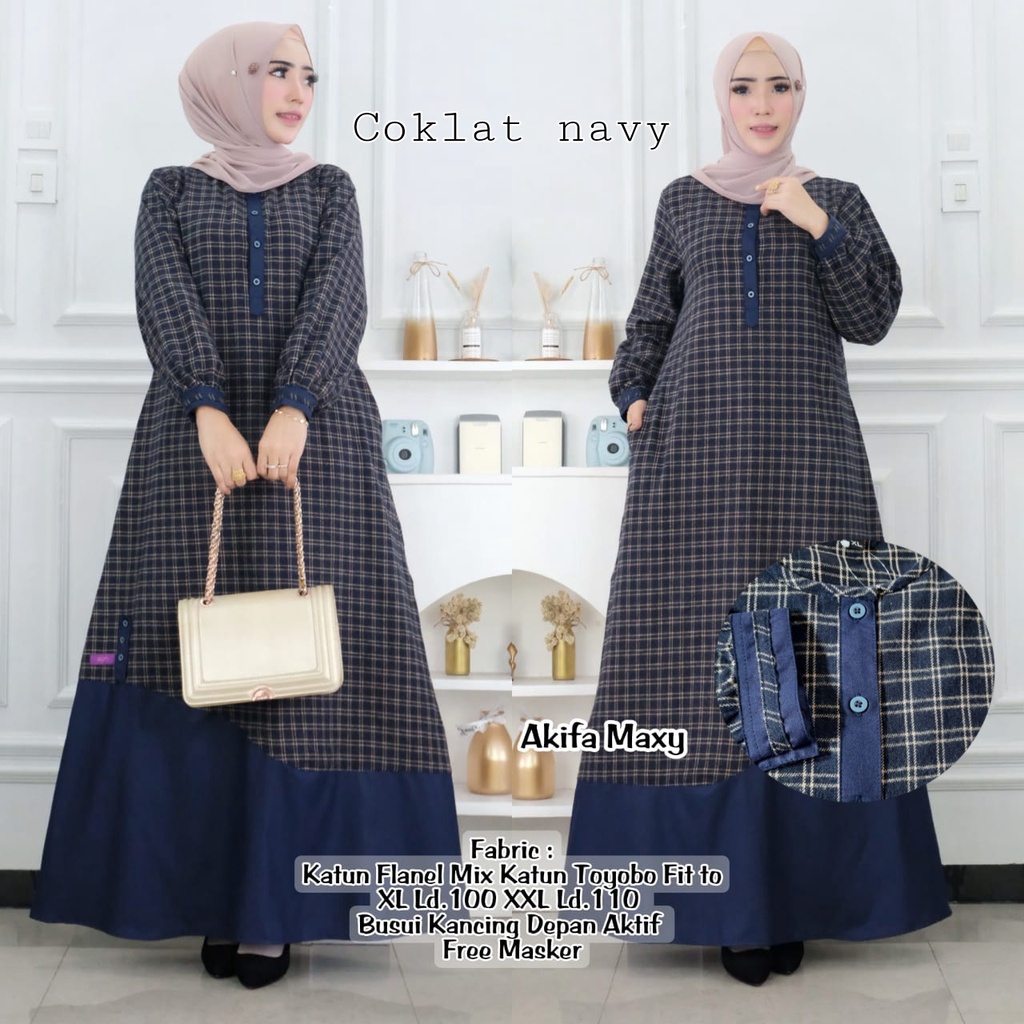 GAMIS AKIFA MAXY FLANEL MIX KATUN TOYOBO MOTIF KOTAK