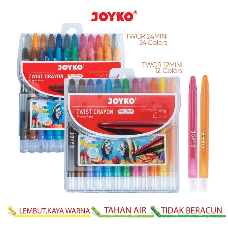 (Joyko Mini 12 warna) Krayon Putar Mini Twist Crayon Joyko TWCR