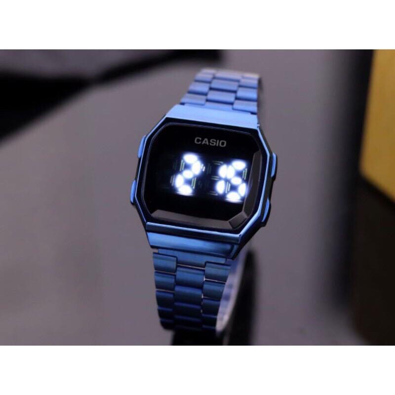 Casio A-168W Touch Watch Display Navy