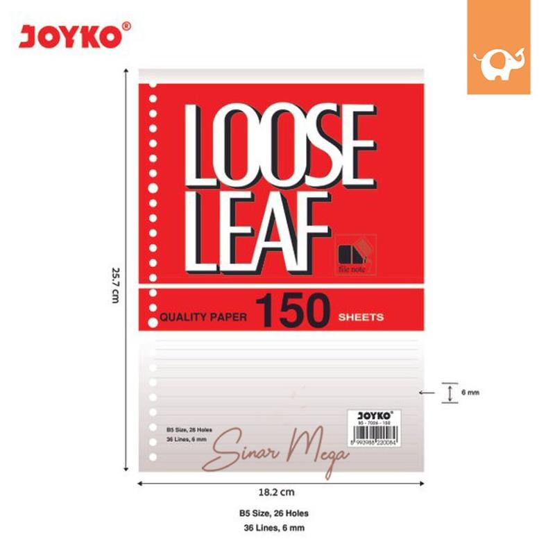 

[(BAYAR DITEMPAT) Joyko isi Loose Leaf B5 7026 150 sheet / Refill Binder 26 ring