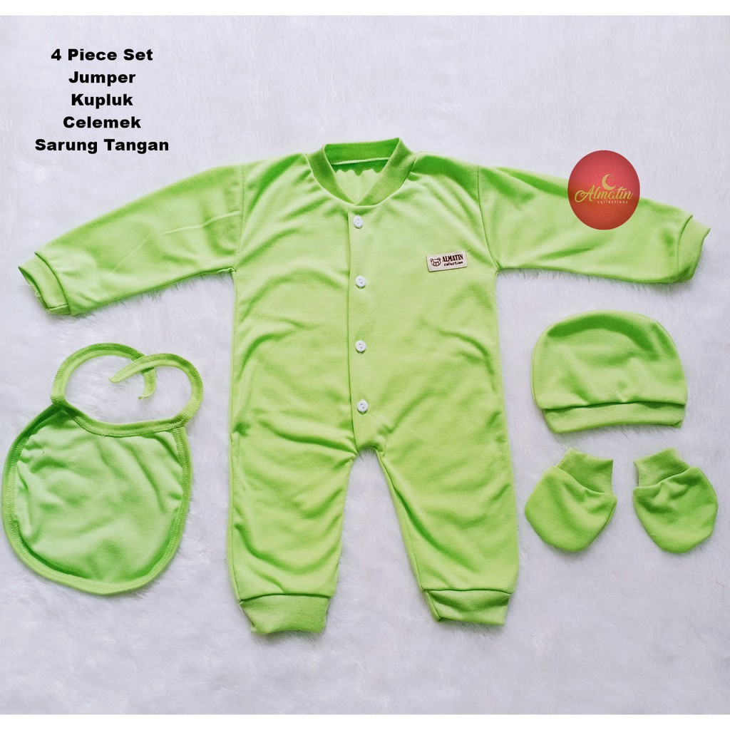 Baju Bayi Jumper Set 4 In Baju Slaber Topi dan Sarung Tangan / Sleepsuit Bayi