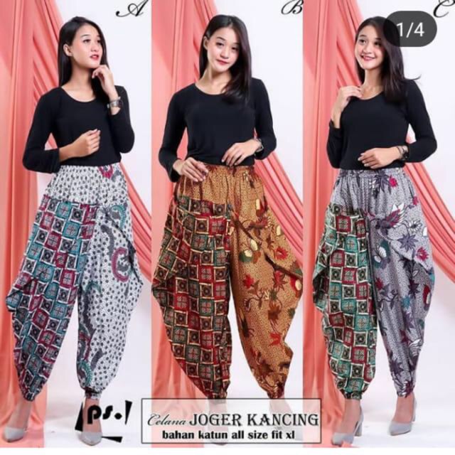 Celana Joger Kancing Batik Kotak Aladin Pants Panjang