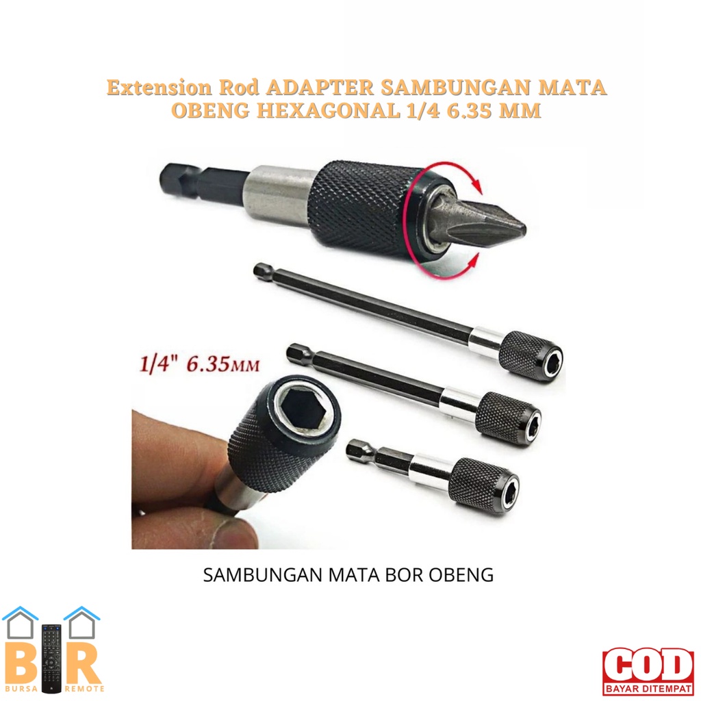 Extension Rod ADAPTER SAMBUNGAN MATA OBENG HEXAGONAL 1/4 6.35 MM