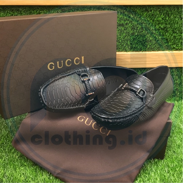 SEPATU LOAFERS PRIA FASHION GUCCI KULIT ASLI , MURAH - BLACK