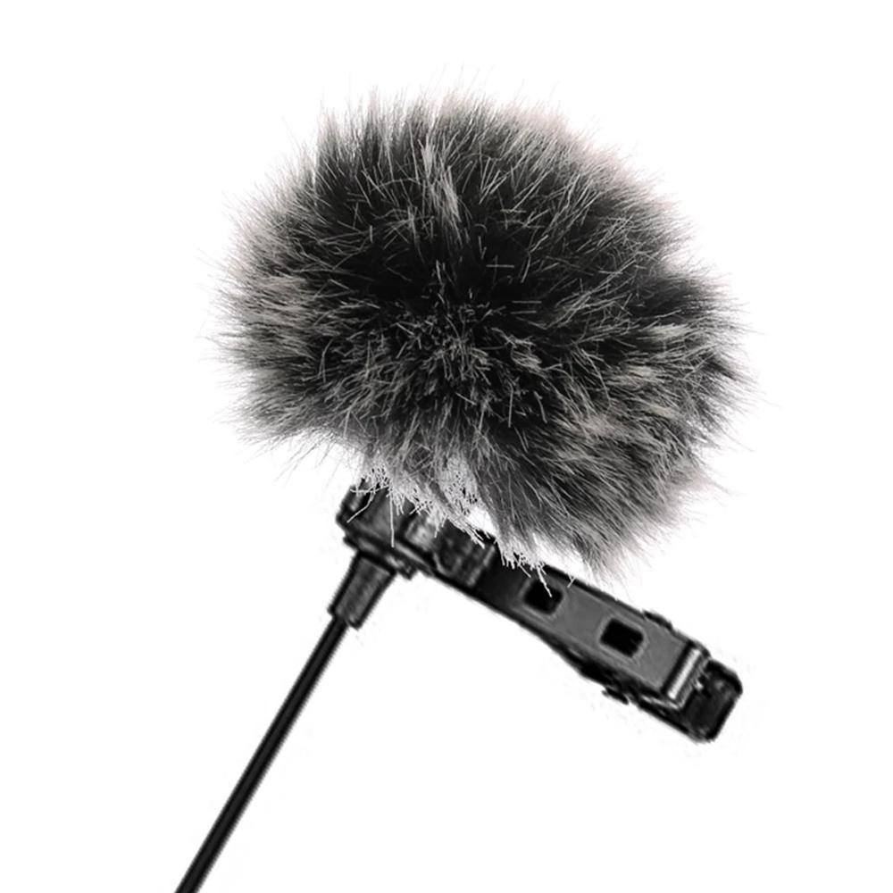 Nickolas1 Lapel Mic Windscreen Pelindung Angin Universal Outdoor Hitam Lembut Furry Wind Muff